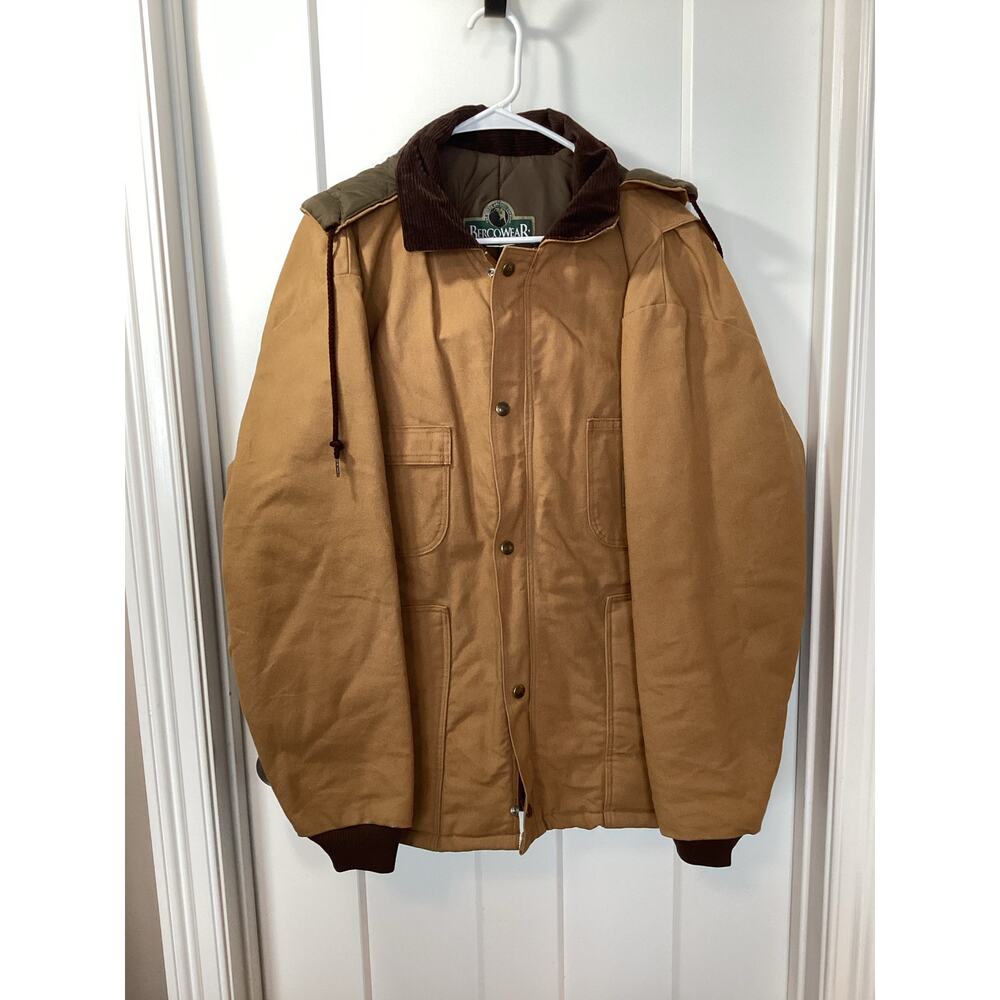 Vintage Bercowear Men's‎ Hooded Workwear Chore Jacket Outdoor Hiking Tan Brown